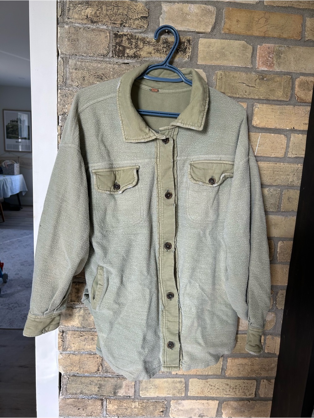 Free People Women’s Light Olive Button-Front Jacket